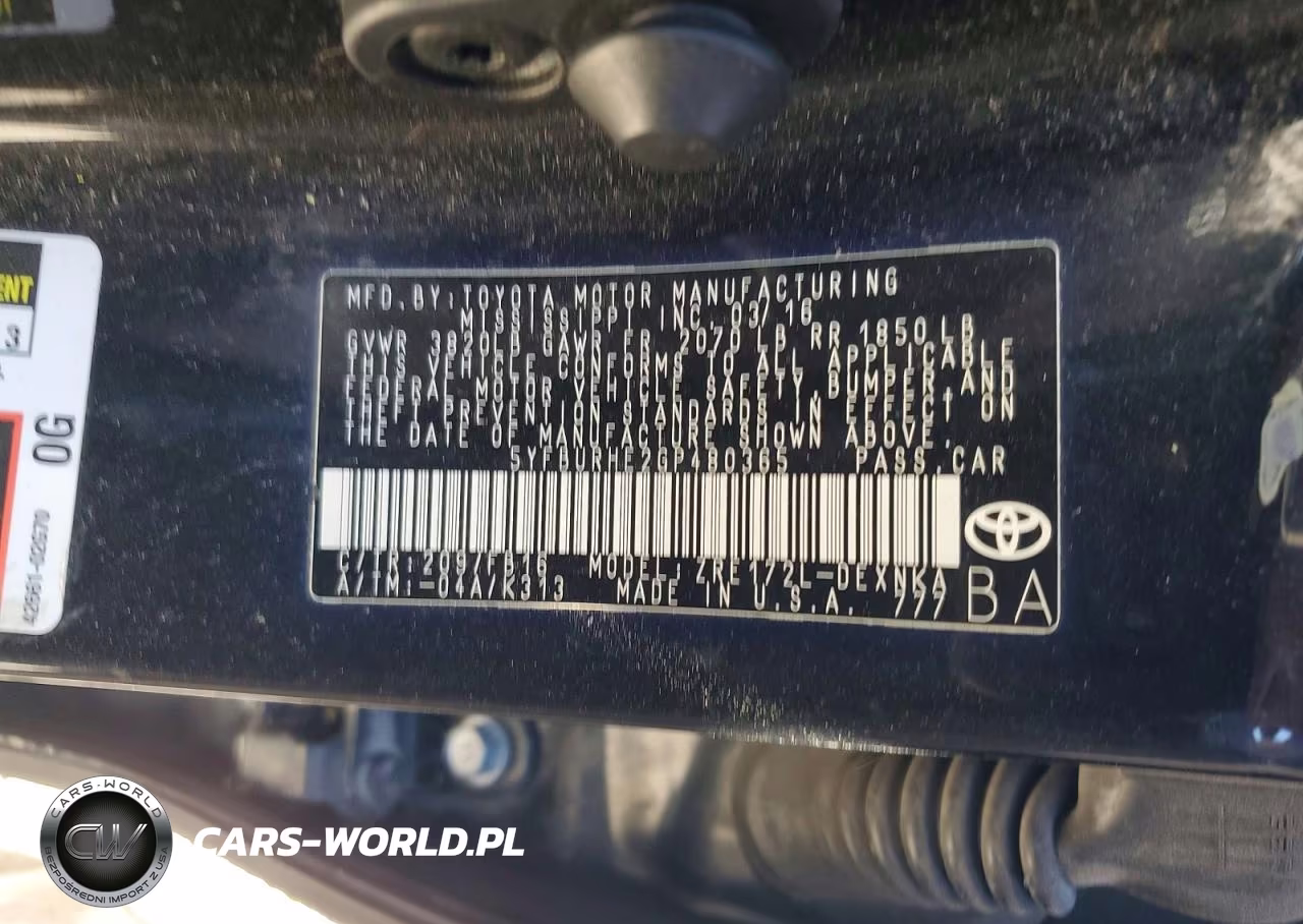 2016 Toyota Corolla Le Plus VIN:5YFBURHE2GP480365 - 13