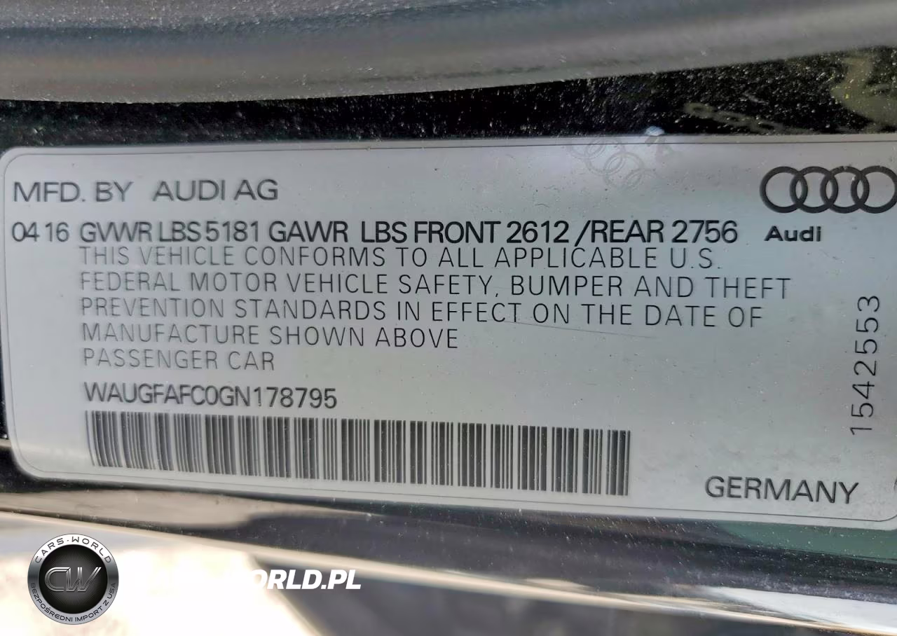 2016 Audi A6 Premium Plus VIN:WAUGFAFC0GN178795 - 13