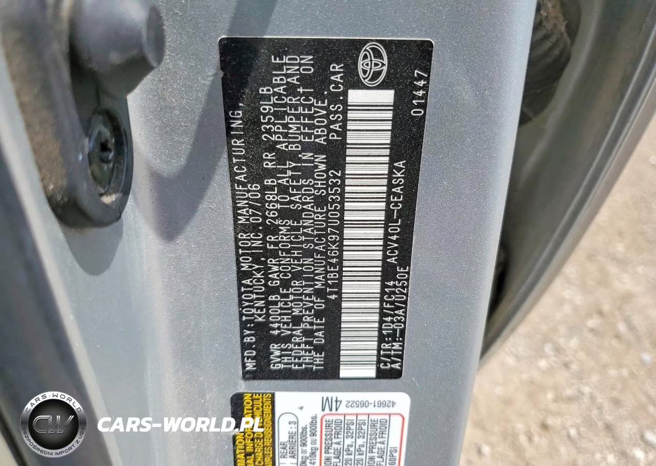 2007 Toyota Camry Se VIN:4T1BE46K97U053532 - 12