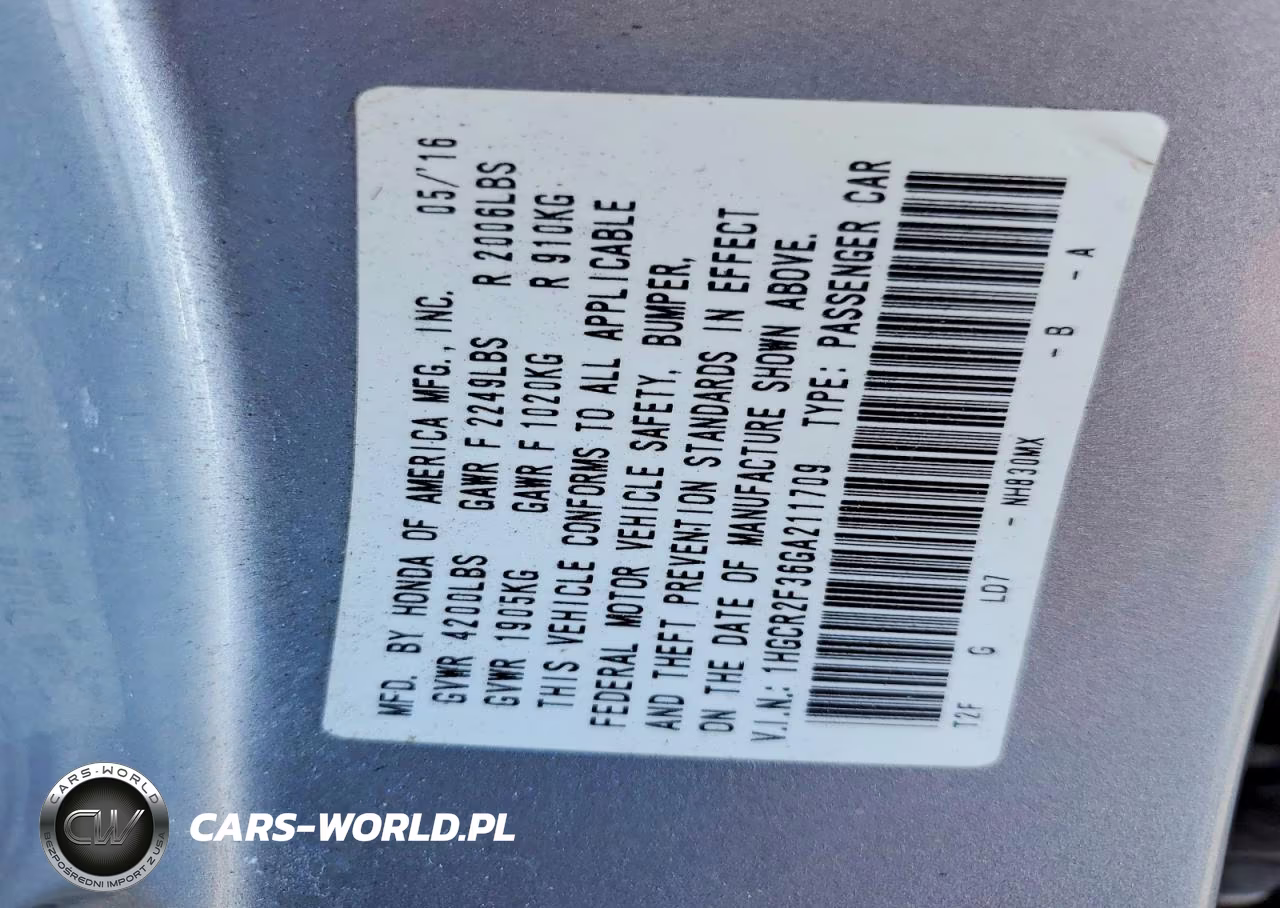 2016 Honda Accord Lx VIN:1HGCR2F36GA211709 - 12