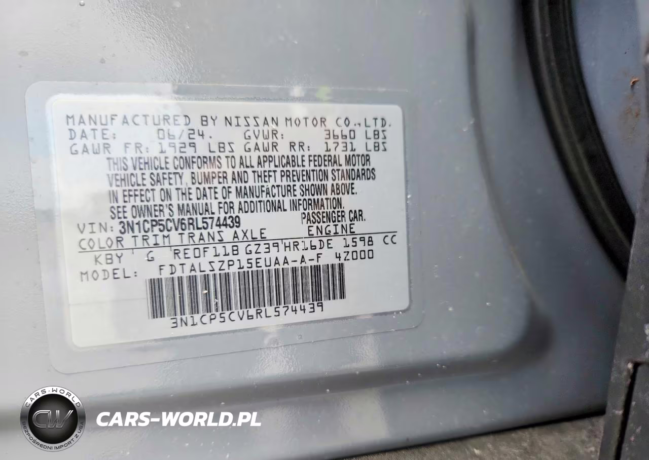 2024 Nissan Kicks Sv VIN:3N1CP5CV6RL574439 - 12