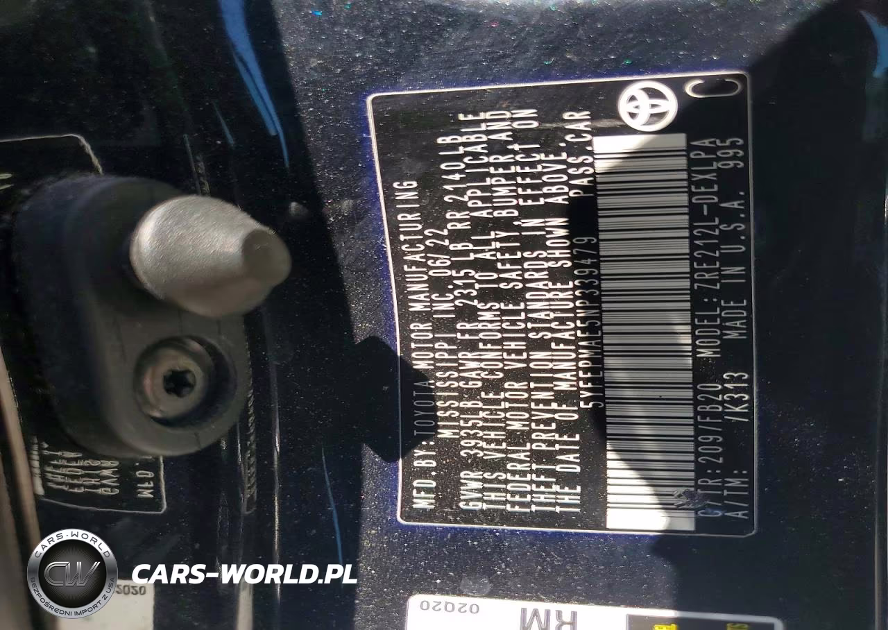 2022 Toyota Corolla Le VIN:5YFEPMAE5NP339479 - 12