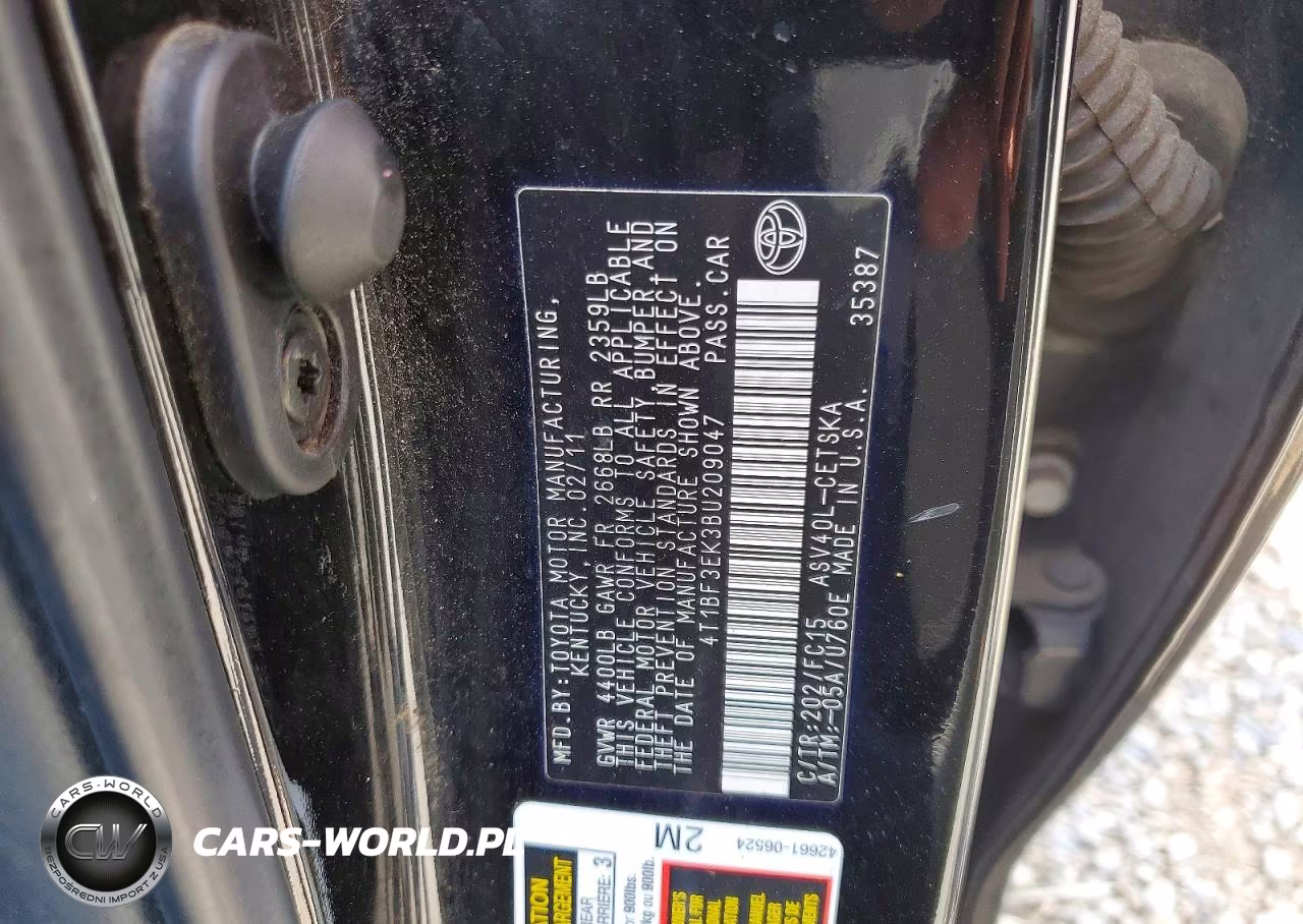 2011 Toyota Camry Se VIN:4T1BF3EK3BU209047 - 12