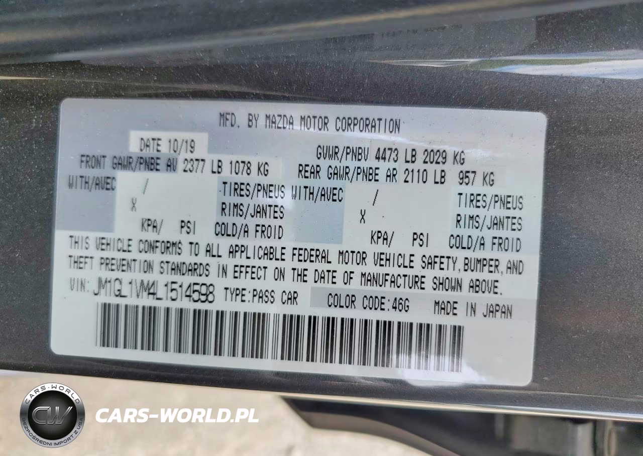 2020 Mazda 6 Touring VIN:JM1GL1VM4L1514598 - 12