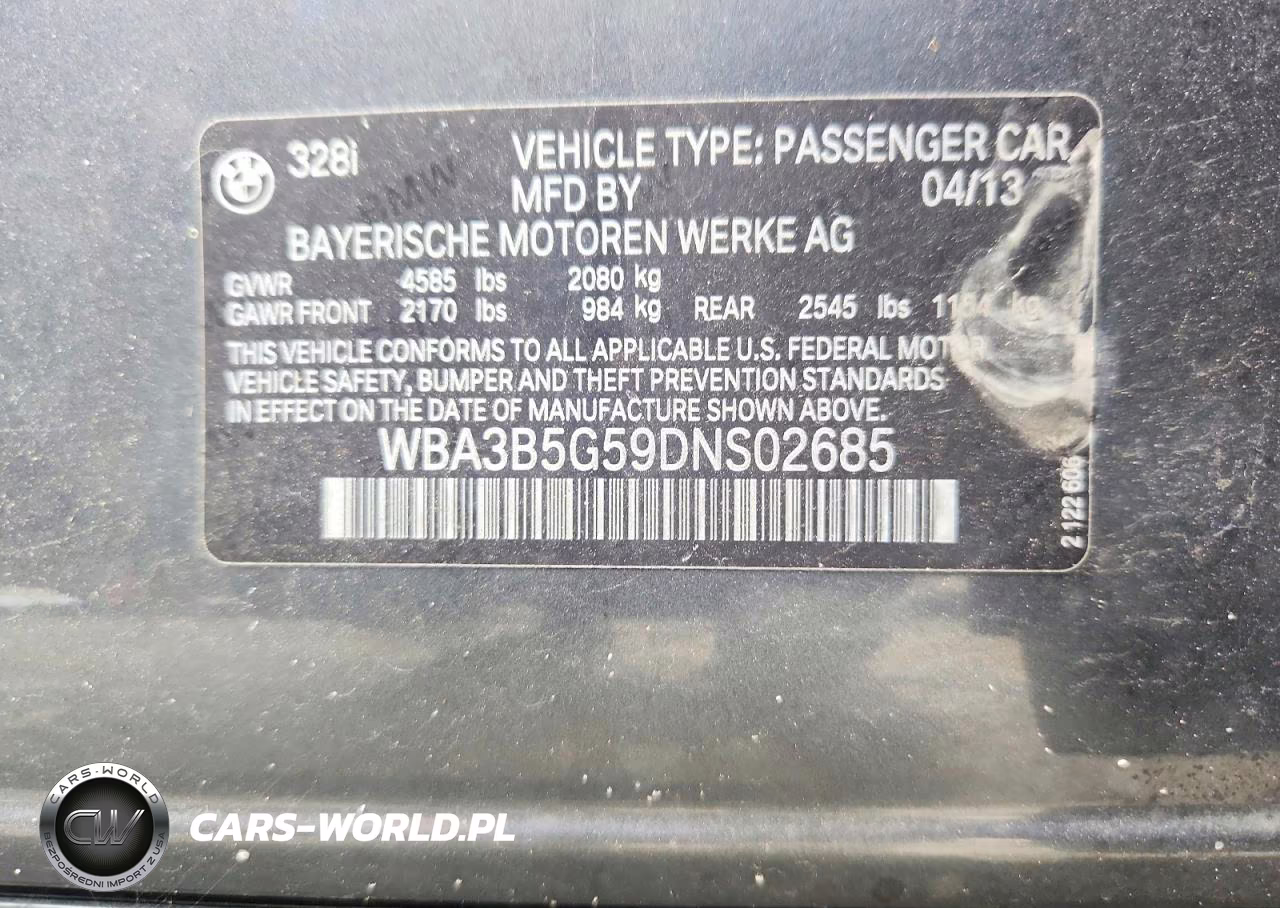 2013 BMW 328 Xi Sulev VIN:WBA3B5G59DNS02685 - 12