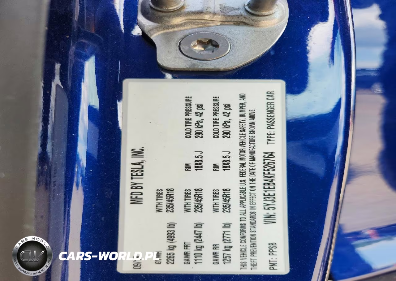 2019 Tesla Model 3 VIN:5YJ3E1EB4KF526764 - 13