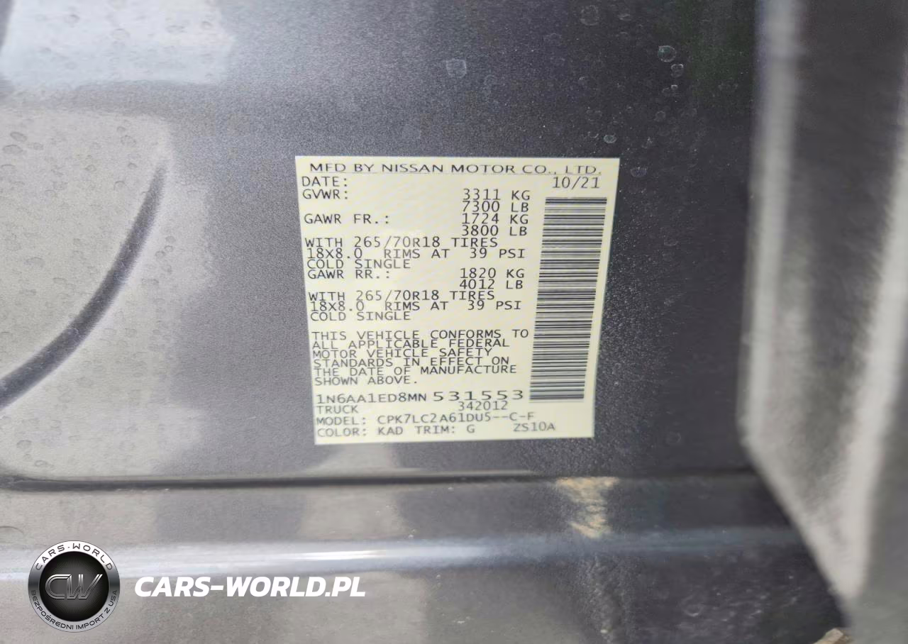 2021 Nissan Titan Sv VIN:1N6AA1ED8MN531553 - 12