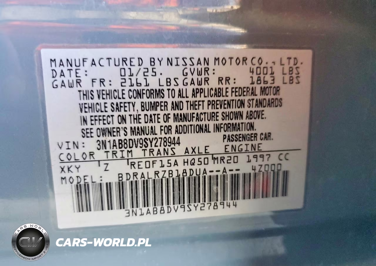 2025 Nissan Sentra Sr VIN:3N1AB8DV9SY278944 - 12