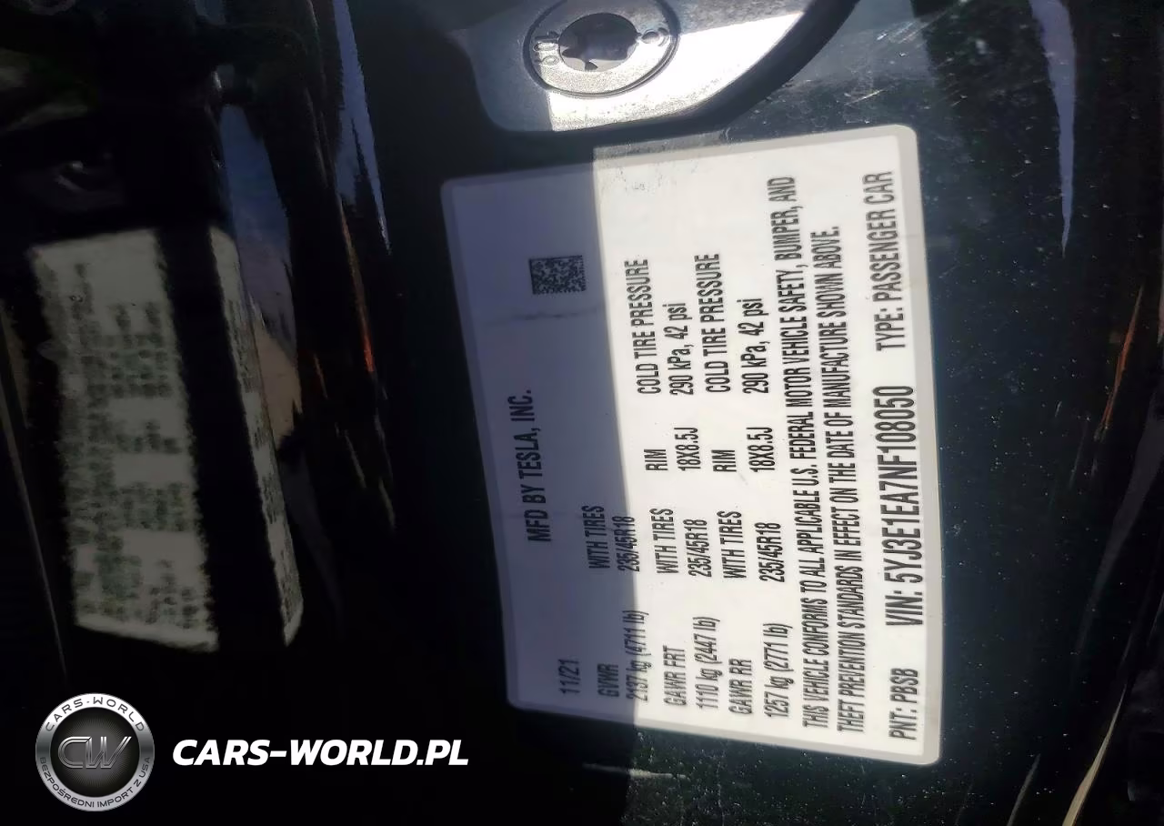2022 Tesla Model 3 VIN:5YJ3E1EA7NF108050 - 12