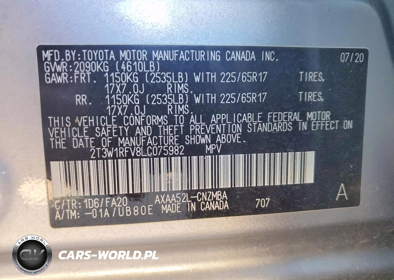 2020 Toyota Rav4 Xle VIN:2T3W1RFV8LC075982 - 12