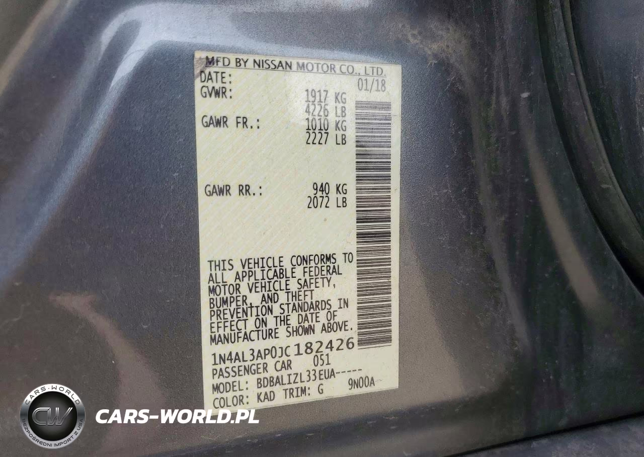 2018 Nissan Altima 2.5 Sv VIN:1N4AL3AP0JC182426 - 13