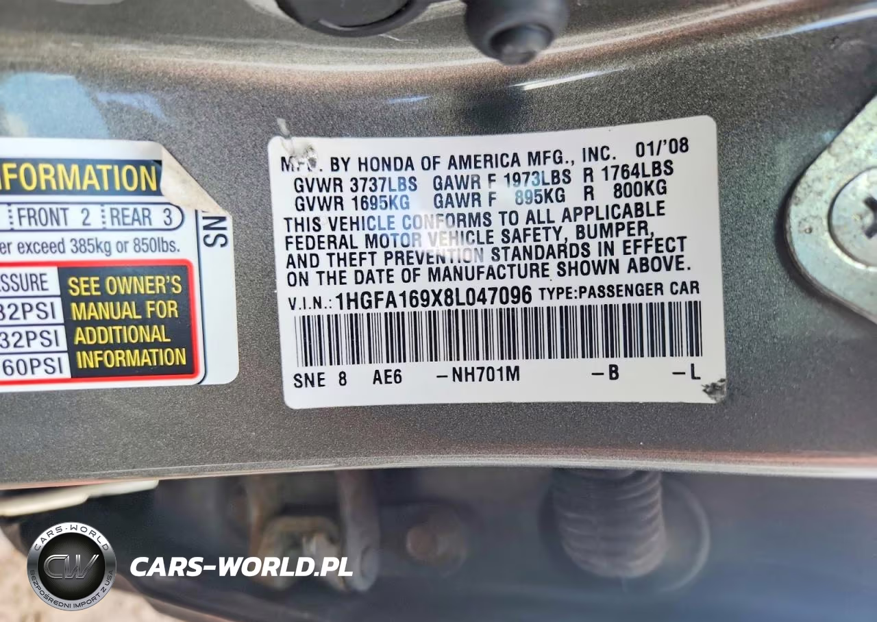 2008 Honda Civic Exl VIN:1HGFA169X8L047096 - 13