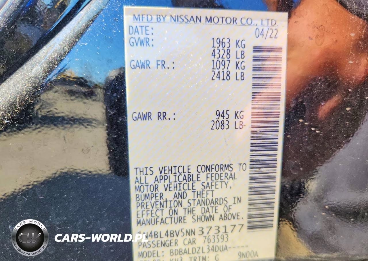 2022 Nissan Altima S VIN:1N4BL4BV5NN373177 - 13