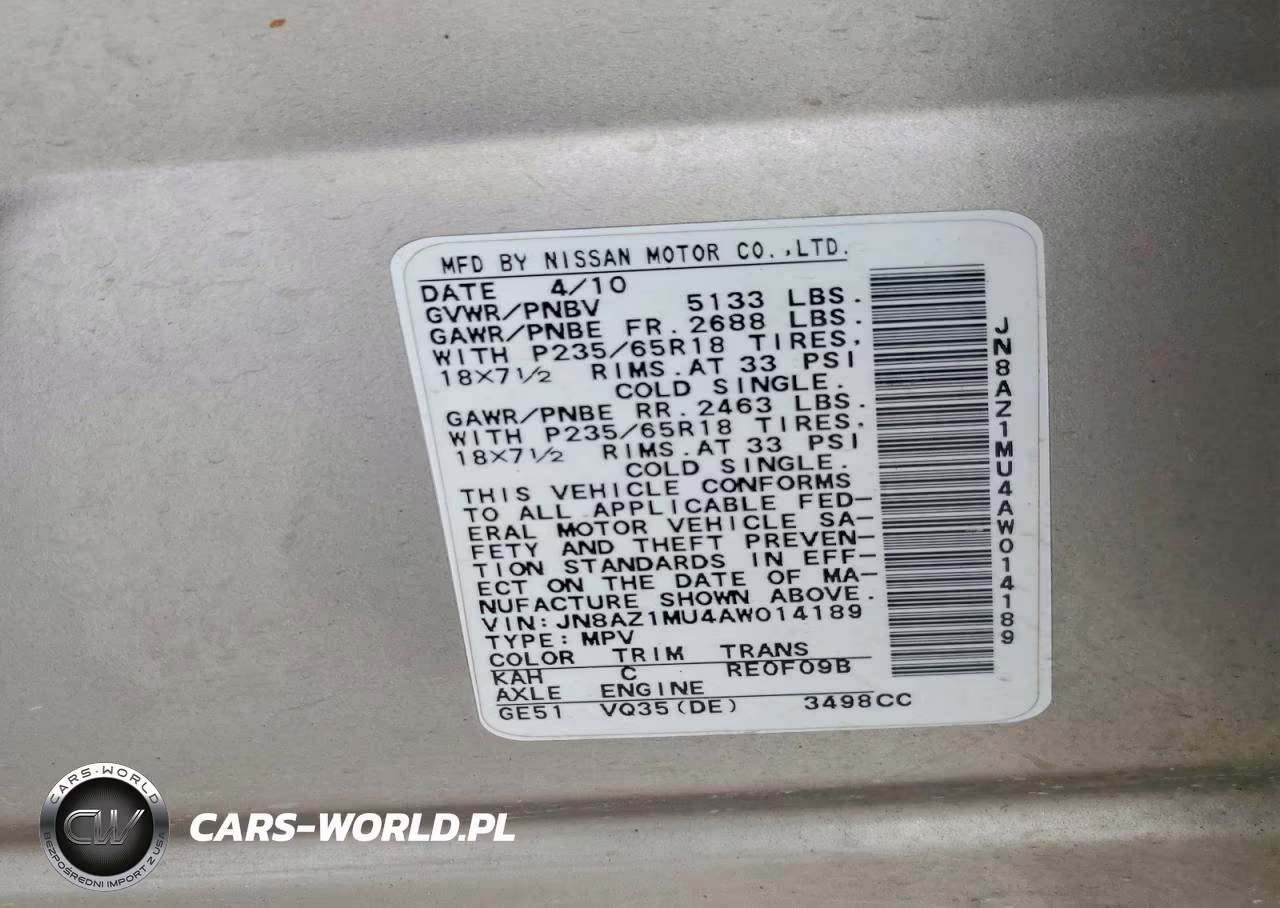 2010 Nissan Murano S VIN:JN8AZ1MU4AW014189 - 13