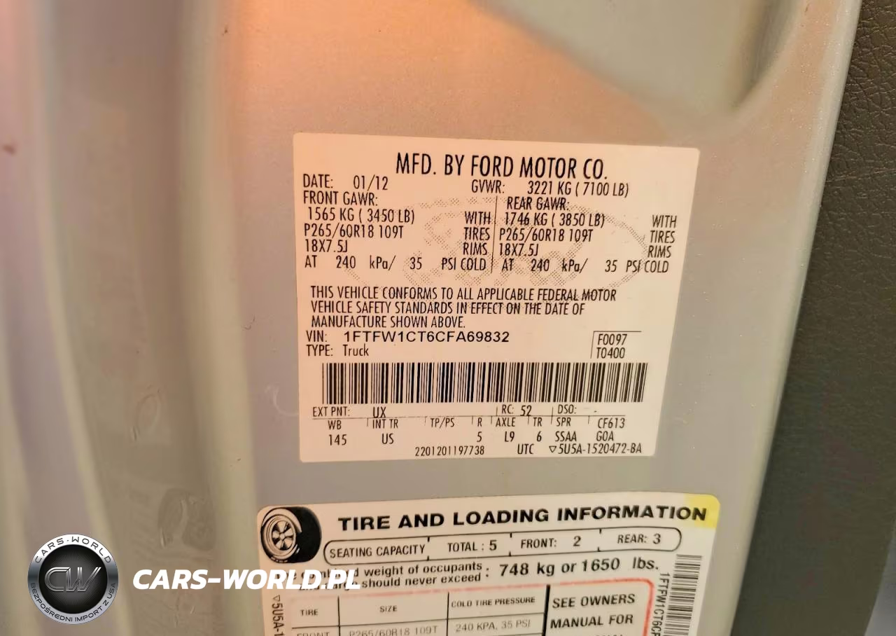2012 Ford F150 Supercrew VIN:1FTFW1CT6CFA69832 - 12