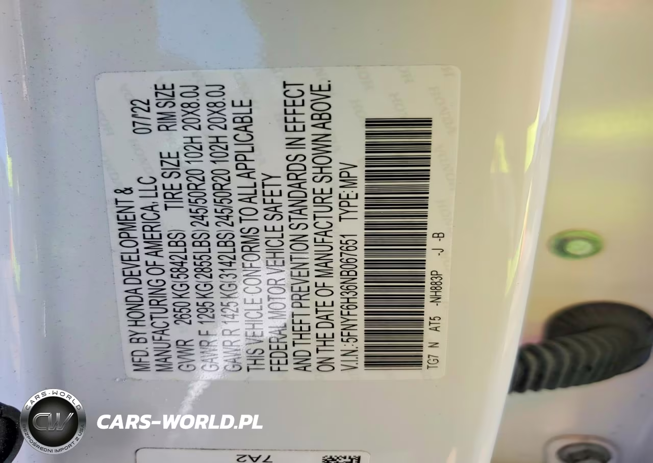 2022 Honda Pilot Sport VIN:5FNYF6H36NB067651 - 13