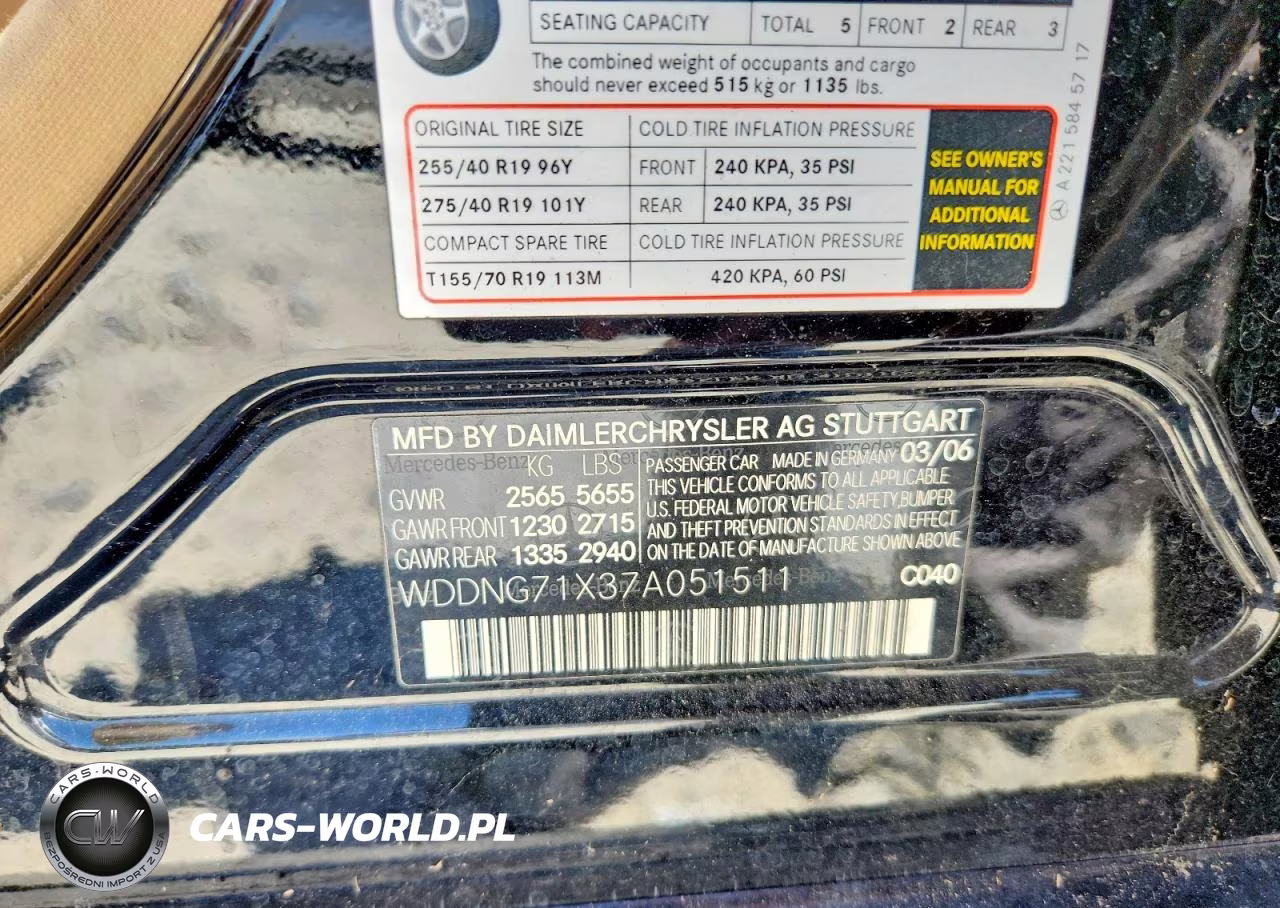 2007 Mercedes-Benz S 550 VIN:WDDNG71X37A051511 - 12