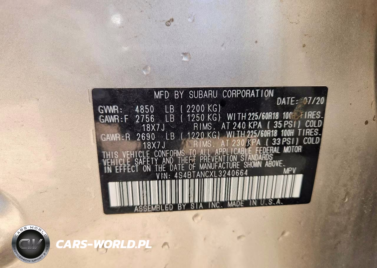 2020 Subaru Outback Limited VIN:4S4BTANCXL3240664 - 13