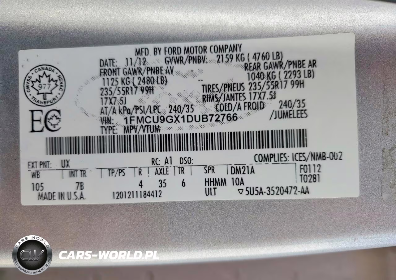 2013 Ford Escape Se VIN:1FMCU9GX1DUB72766 - 13