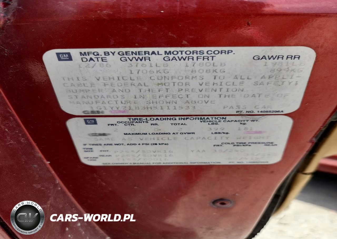 1987 Chevrolet Corvette VIN:1G1YY2183H5111533 - 12