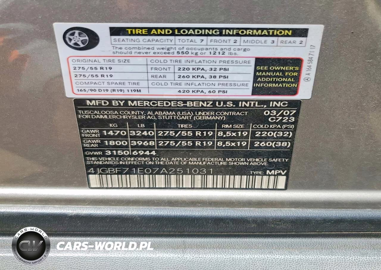 2007 Mercedes-Benz Gl 450 4Matic VIN:4JGBF71E07A251031 - 12