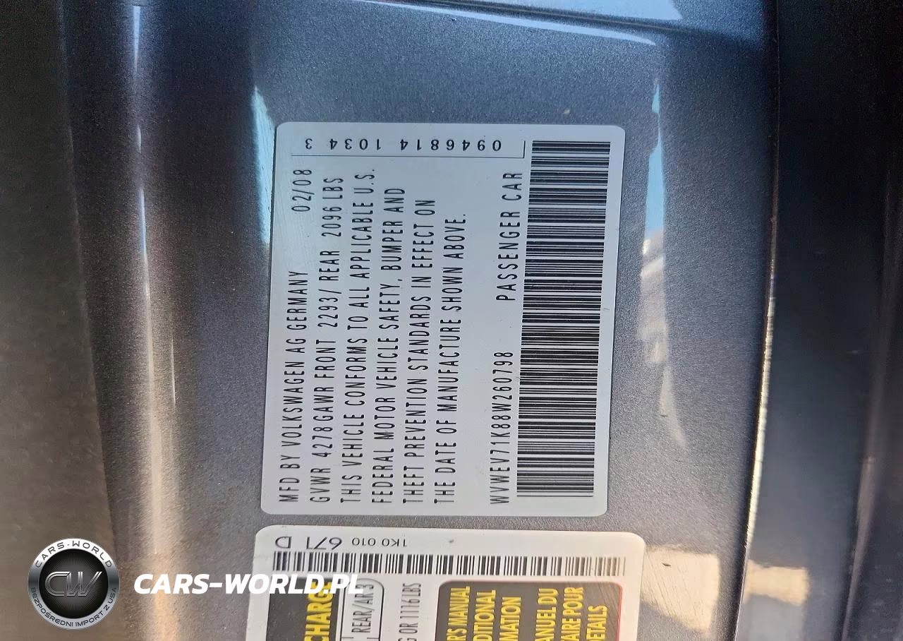 2008 Volkswagen Gti VIN:WVWEV71K88W260798 - 12
