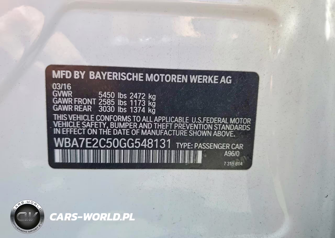 2016 BMW 740 I VIN:WBA7E2C50GG548131 - 12