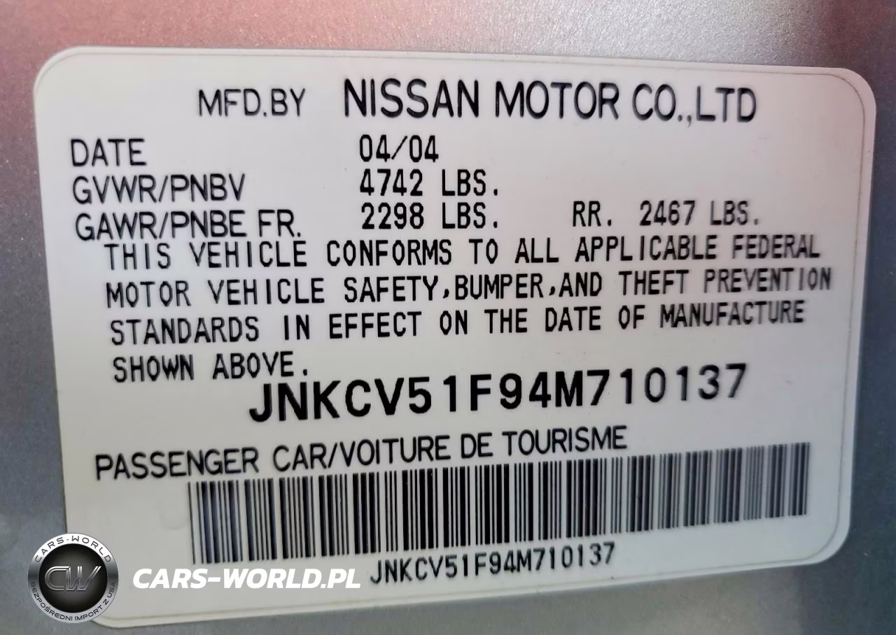 2004 Infiniti G35 Base VIN:JNKCV51F94M710137 - 12