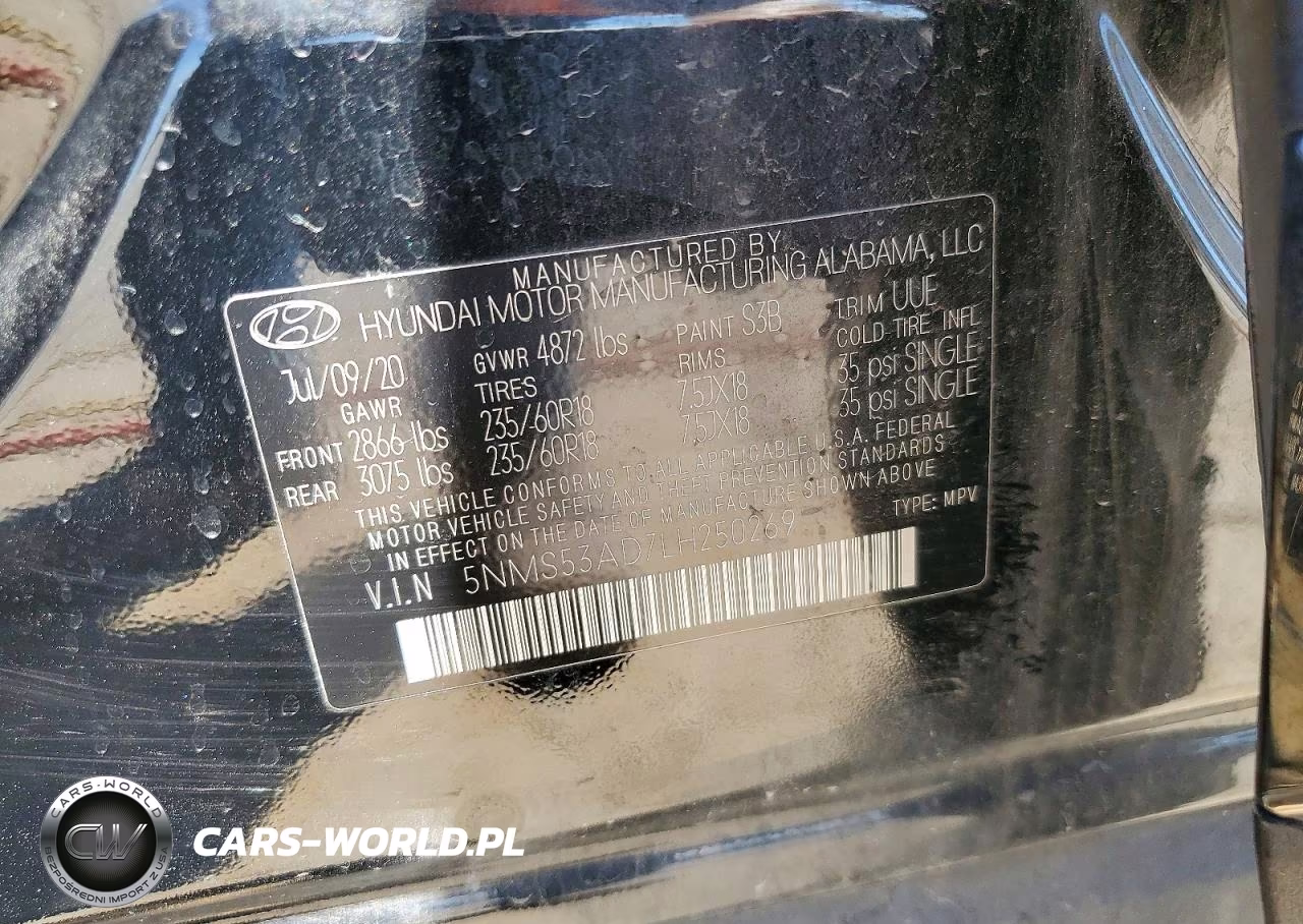 2020 Hyundai Santa Fe Limited VIN:5NMS53AD7LH250269 - 14