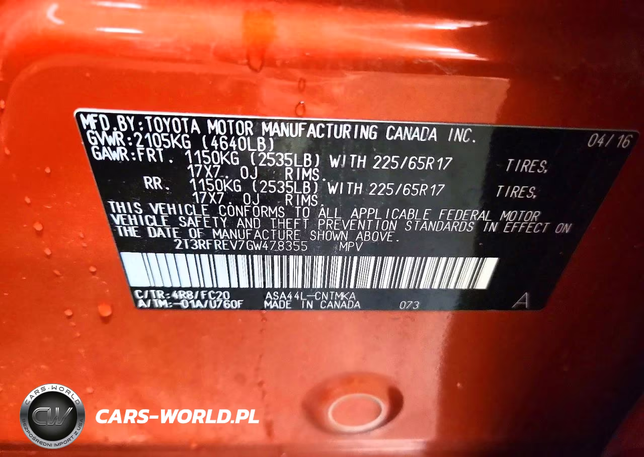 2016 Toyota Rav4 Xle VIN:2T3RFREV7GW478355 - 13