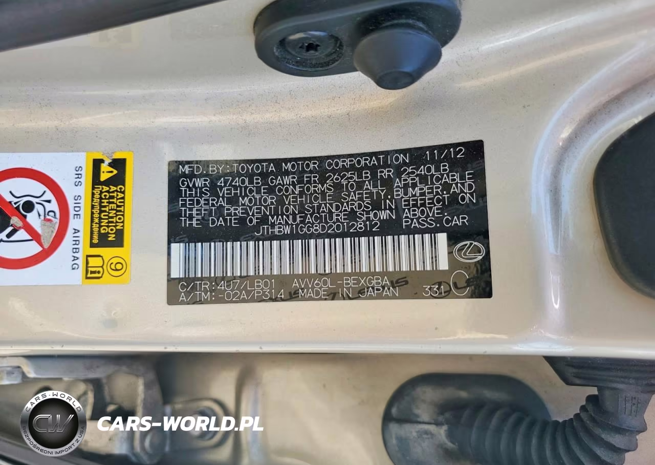 2013 Lexus Es 300H VIN:JTHBW1GG8D2012812 - 12