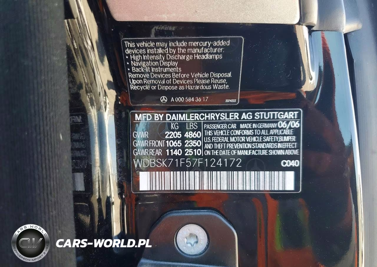 2007 Mercedes-Benz Sl 550 VIN:WDBSK71F57F124172 - 12
