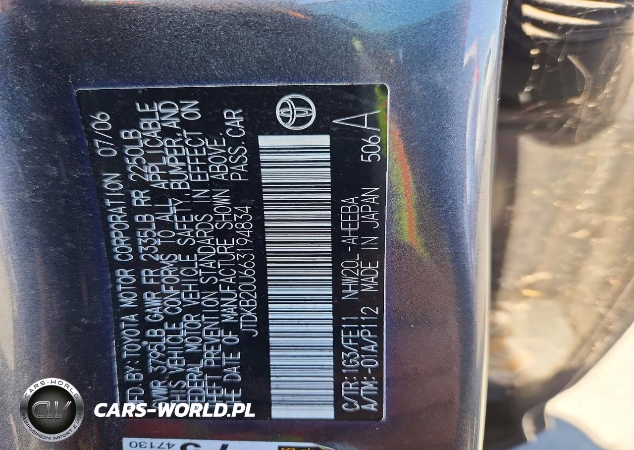 2006 Toyota Prius Base VIN:JTDKB20U663194834 - 12