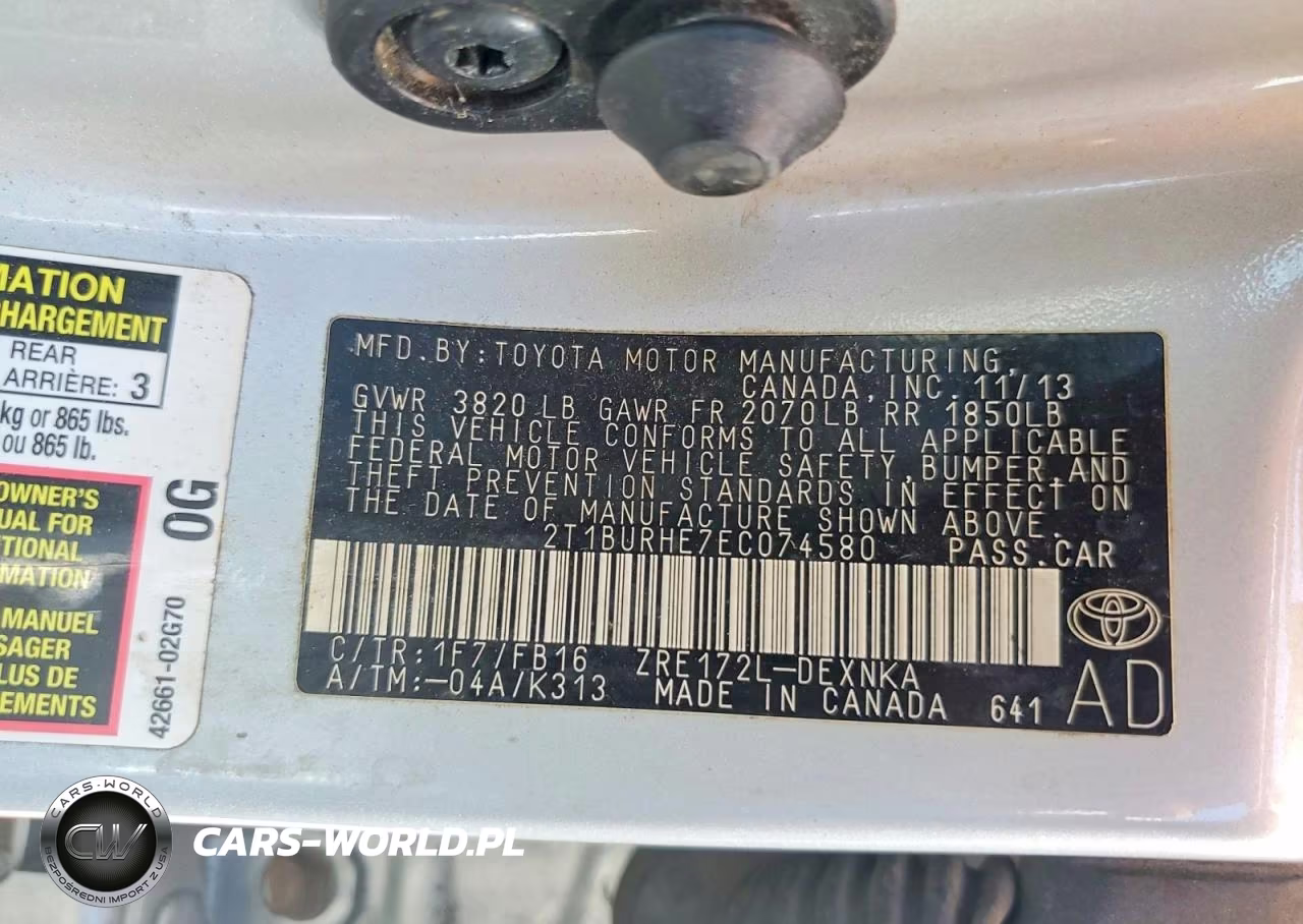 2014 Toyota Corolla Le VIN:2T1BURHE7EC074580 - 12