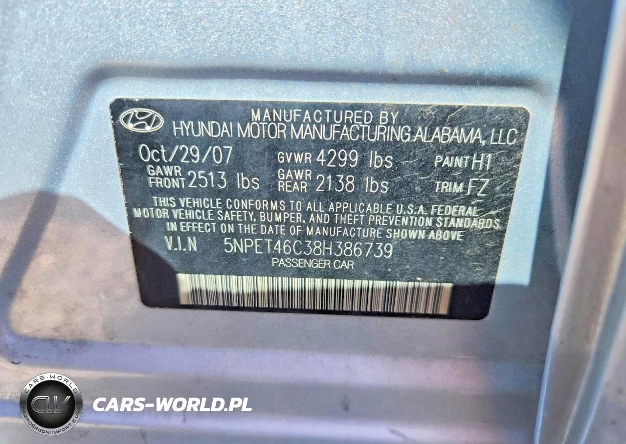2008 Hyundai Sonata Gls VIN:5NPET46C38H386739 - 12