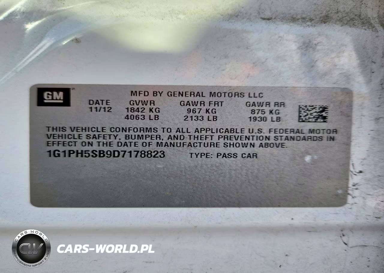 2013 Chevrolet Cruze Eco VIN:1G1PH5SB9D7178823 - 12