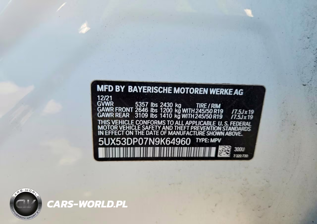 2022 BMW X3 xDrive30I VIN:5UX53DP07N9K64960 - 13