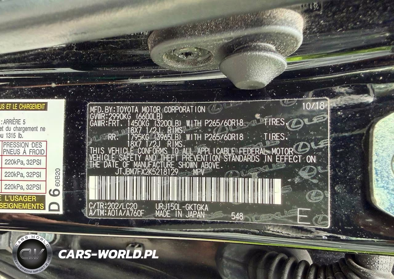 2019 Lexus Gx 460 VIN:JTJBM7FX2K5218129 - 10