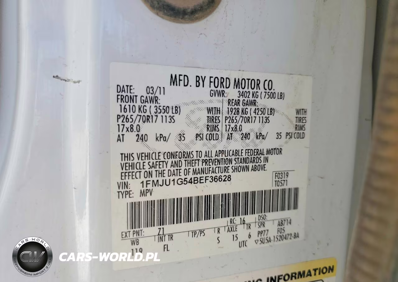 2011 Ford Expedition Xl VIN:1FMJU1G54BEF36628 - 13