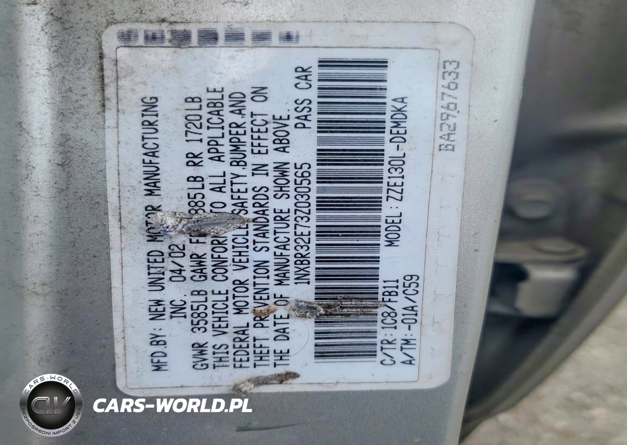 2003 Toyota Corolla Ce VIN:1NXBR32E73Z030565 - 12