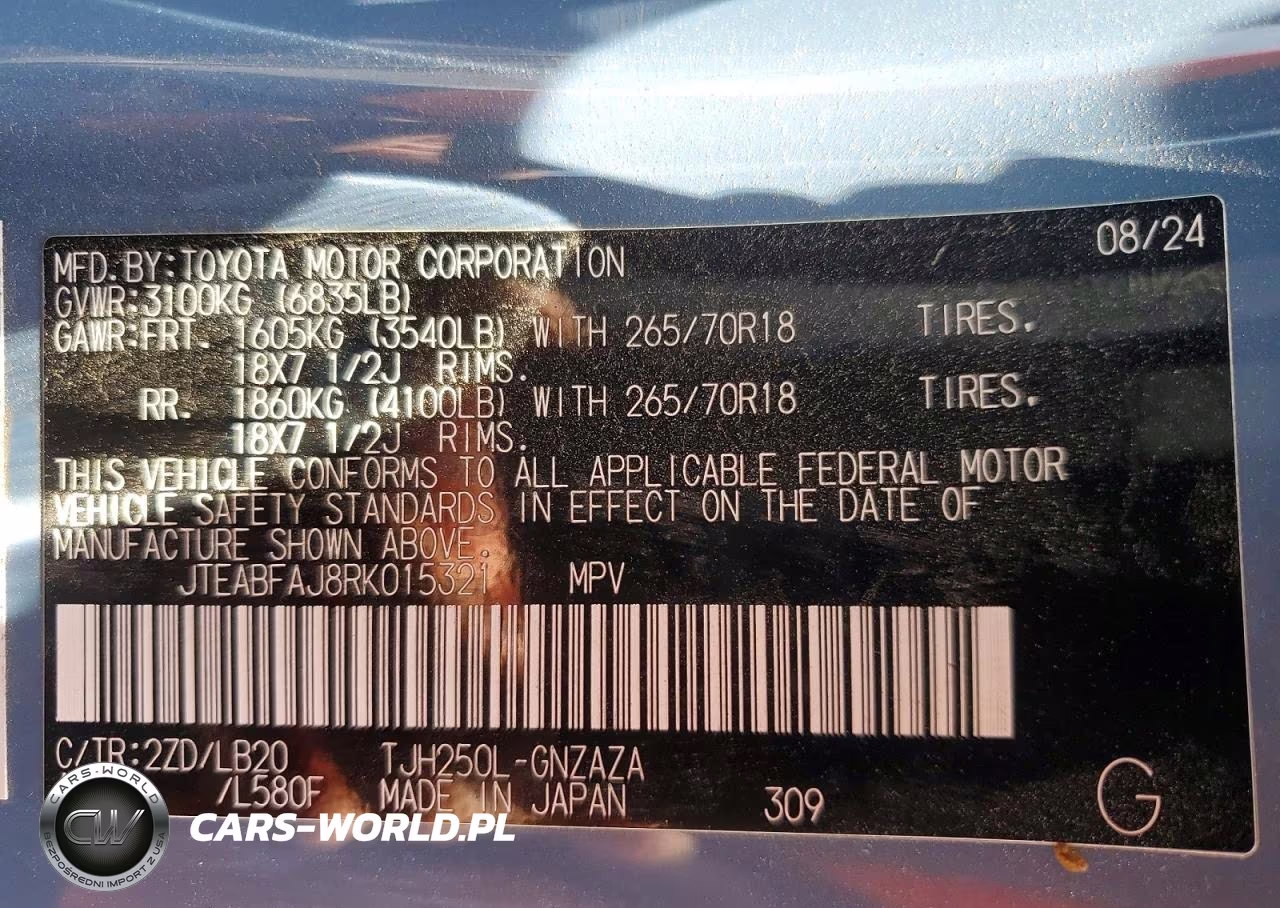 2024 Toyota Land Cruiser Base VIN:JTEABFAJ8RK015321 - 13