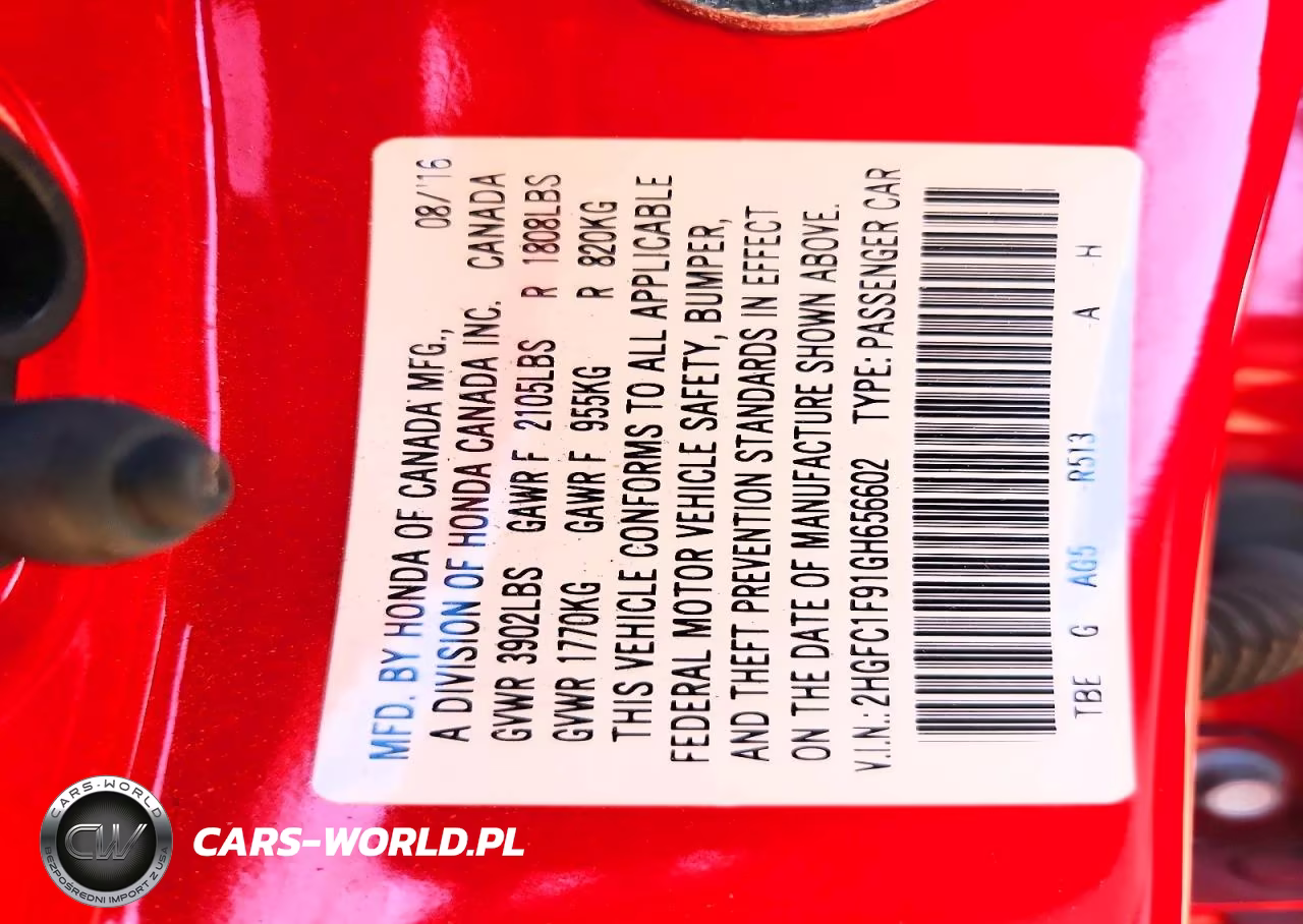 2016 Honda Civic Touring VIN:2HGFC1F91GH656602 - 12