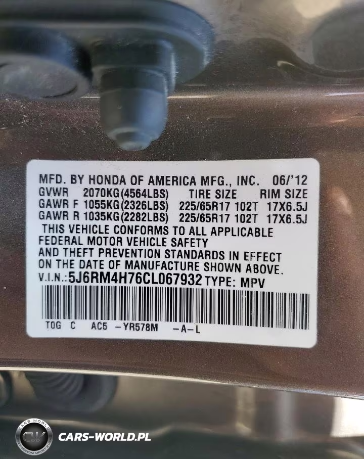 2012 Honda Cr-V Exl VIN:5J6RM4H76CL067932 - 13