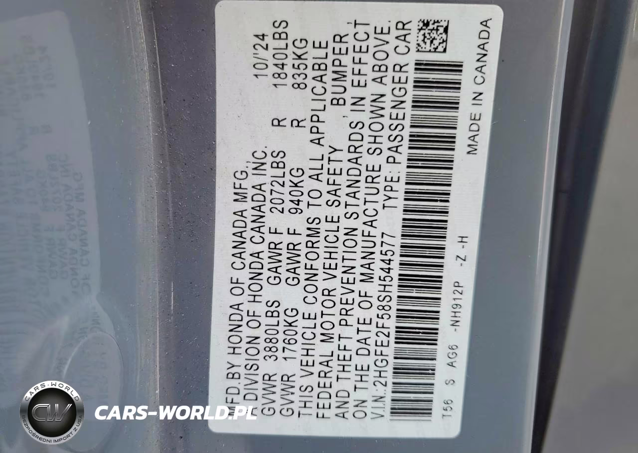 2025 Honda Civic Sport VIN:2HGFE2F58SH544577 - 12