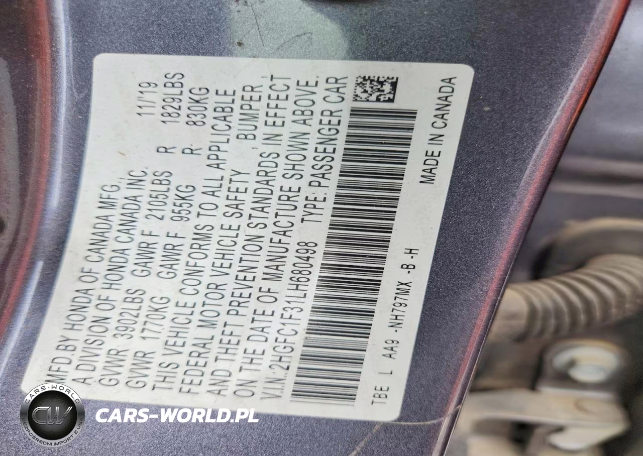 2020 Honda Civic Ex VIN:2HGFC1F31LH680498 - 12