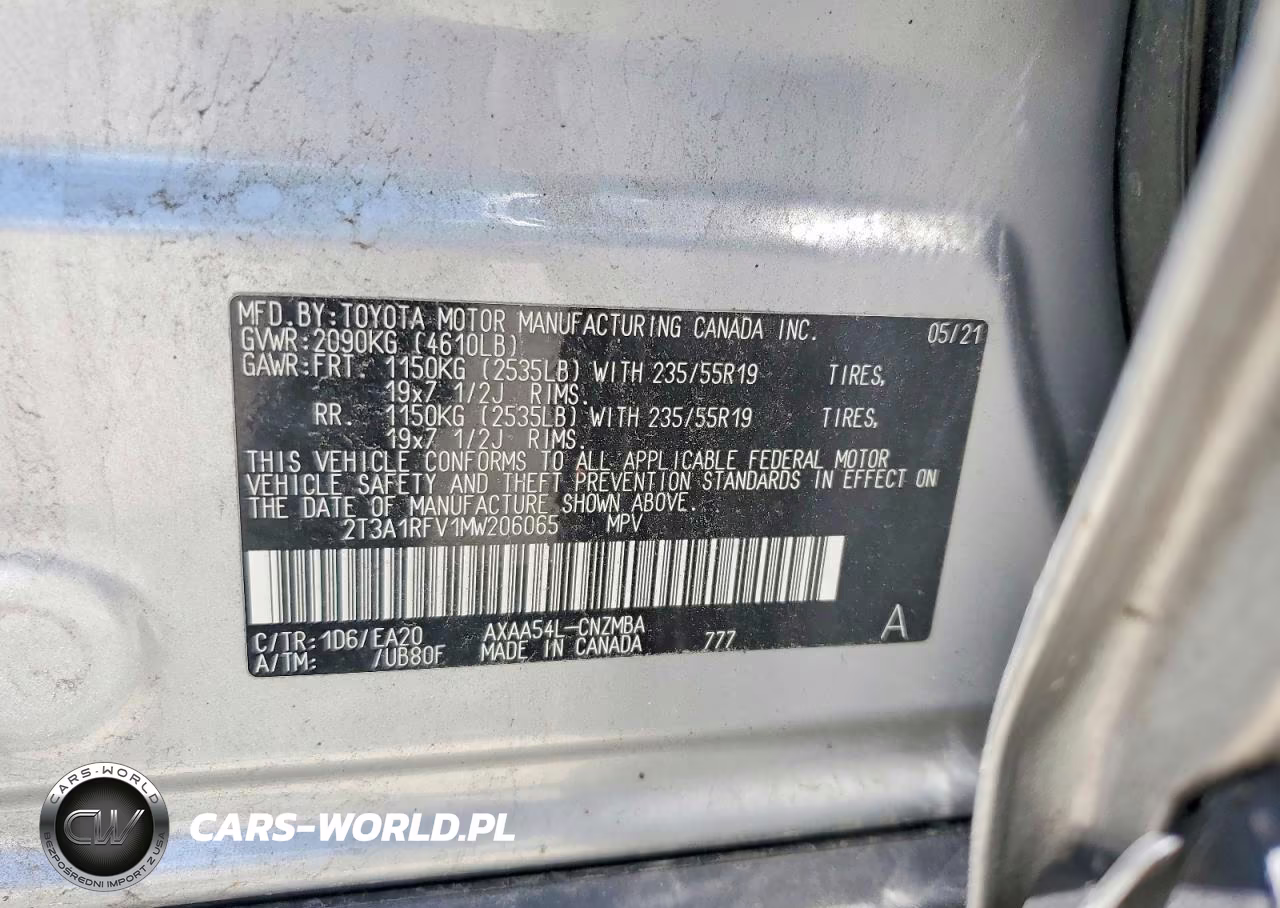 2021 Toyota Rav4 Xle Premium VIN:2T3A1RFV1MW206065 - 13