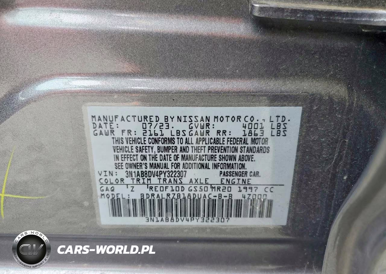 2023 Nissan Sentra Sr VIN:3N1AB8DV4PY322307 - 12