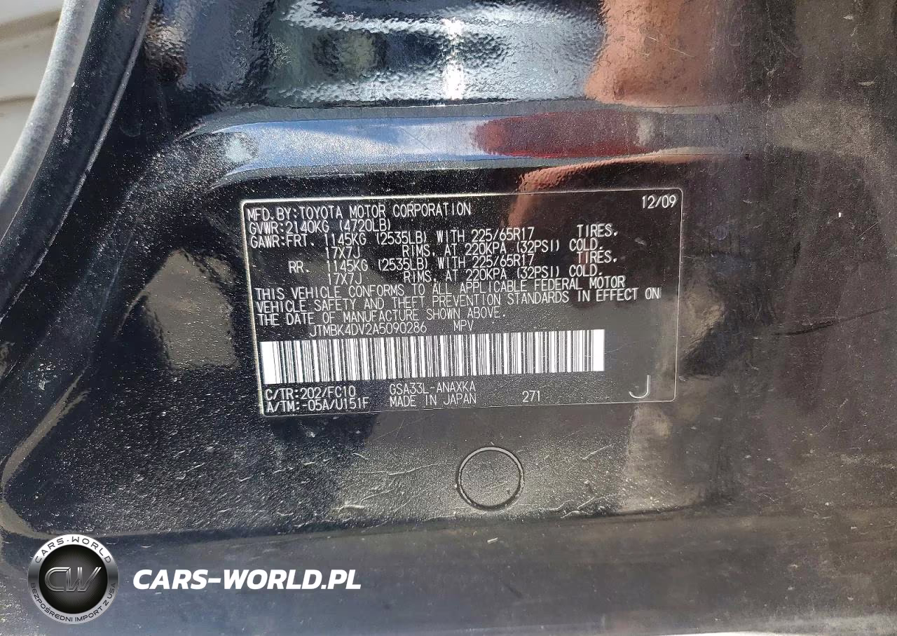 2010 Toyota Rav4 Base VIN:JTMBK4DV2A5090286 - 12