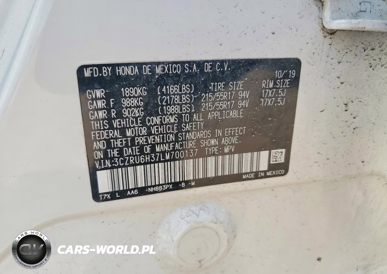 2020 Honda Hr-V Lx VIN:3CZRU6H37LM700137 - 13