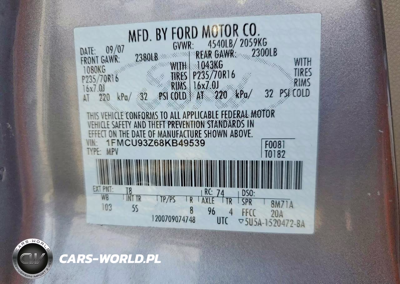 2008 Ford Escape Xlt VIN:1FMCU93Z68KB49539 - 13